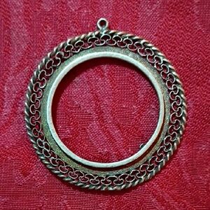 Victorian Era Silver & Brass Filagree Pendant Holder. *Morgan Not Included*